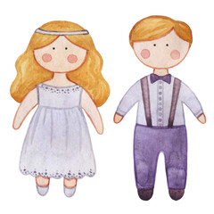 Watercolor doll Tilda.