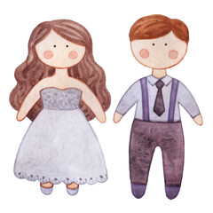 Watercolor doll Tilda.