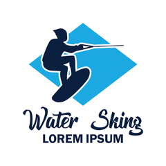 water skiing logo with text space for your slogan tag line, vector illustration