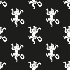 Seamless vector brush monkey pattern.