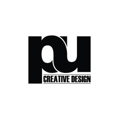Letter PU simple logo icon design vector