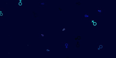 Light BLUE vector pattern with feminism elements.