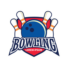 bowling logo with text space for your slogan tag line, vector illustration