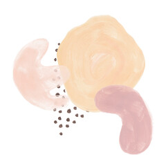 Hand painted abstract aesthetic warm forms, brush strokes, freehand pastel colors elements, organic and nature shapes. Abstract collage backgrounds perfect for post card and wedding invitation.