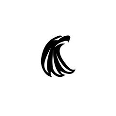 Eagle black silhouette logo vector white background