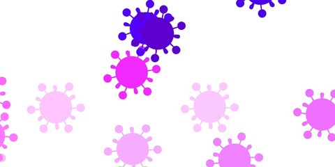 Light purple, pink vector backdrop with virus symbols.