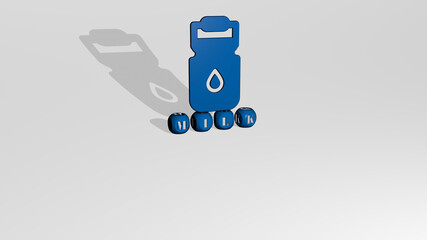 3D graphical image of milk vertically along with text built by metallic cubic letters from the top perspective, excellent for the concept presentation and slideshows. background and illustration