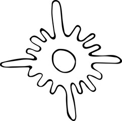 Vector illustration of a snowflake in the Doodle style. Black outline on an isolated white background. The concept of winter, seasonality, new year holidays, happy new year, merry Christmas. Can be