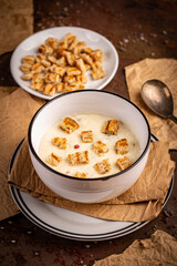 Homemade garlic cream soup
