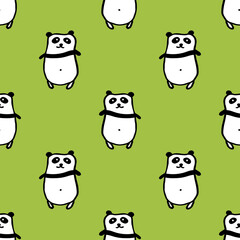 Seamless hand drawn pattern with pandas.