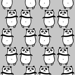 Seamless hand drawn pattern with pandas.