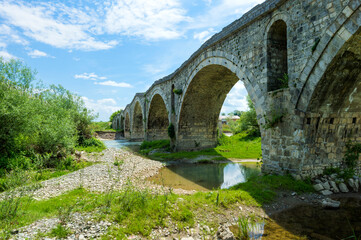 Fototapeta na wymiar Ottoman style Terzijski Bridge or Tailor’s Bridge, Gjakova, Kosovo