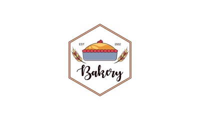 Flat bakery logo, bakery badge logo vector