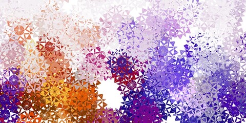 Light pink, yellow vector beautiful snowflakes backdrop with flowers.