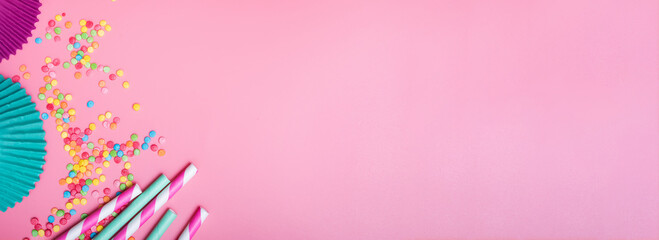 Colorful birthday party background with festive decor