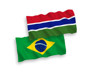 Flags of Brazil and Republic of Gambia on a white background
