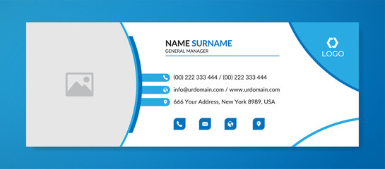 Modern email signature template with an author photo place minimalist layout