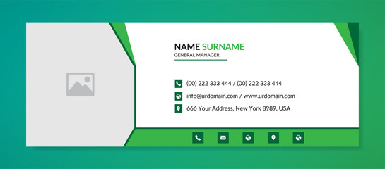 Business email signature template with an author photo place modern layout design