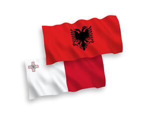 Flags of Malta and Albania on a white background