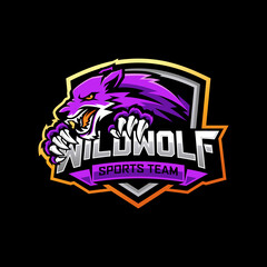wolf vector mascot logo design with modern illustration concept style for badge, emblem and tshirt printing. angry wolf illustration for sport and esport team.