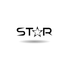 Word star logo with shadow