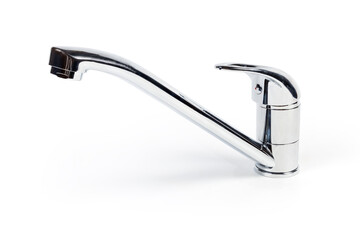 Single handle mixer kitchen tap on a white surface