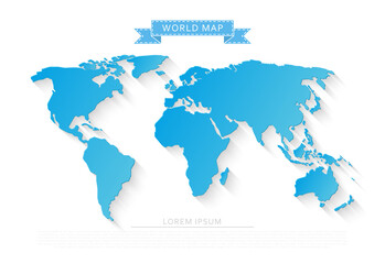Fototapeta na wymiar World map with long shadow