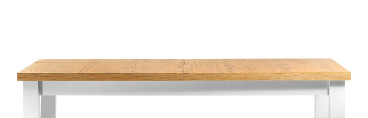 Clean kitchen table on white background