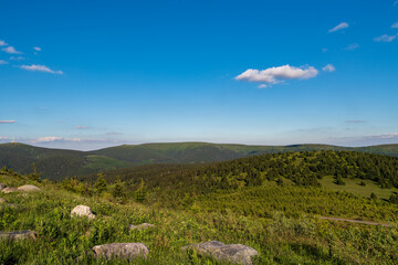 View from Dlouhe strane hill in Jeseniky mountains in Czech republic