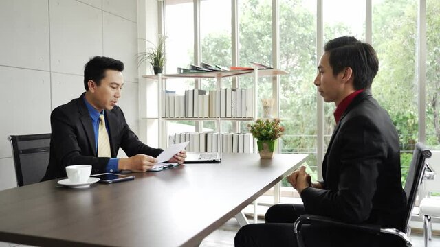 Asian jobless applicant candidate person waiting for interview, Job seeker persons feel anxious and excite during vacancy interviewing