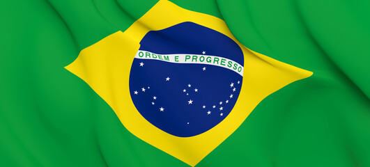 National Fabric Wave Closeup Flag of Brazil