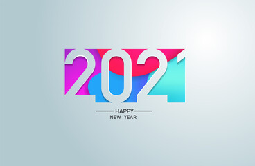 2021 happy new year in colour banner paper design, Vector illustration