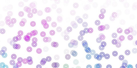 Light pink, blue vector doodle background with flowers.
