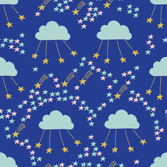 cloud, star, doodle, seamless 1