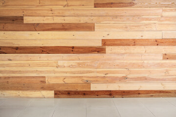 Wooden wall in empty room