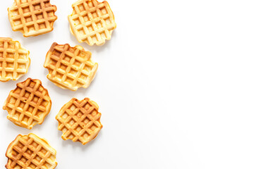 Traditional belgian waffles on marble table background top view mockup