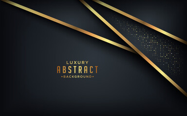 Luxurious black background with a combination of gold shining in a 3D style. Graphic design element. Elegant decoration.