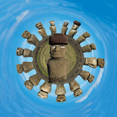 Moais at Ahu Tongariki, Rapa Nui National Park, Easter Island, Chile, Unesco World Heritage