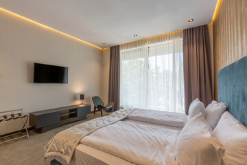 Interior of a modern hotel bedroom