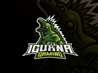 Iguana mascot sport logo design
