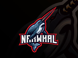 Narwhal mascot sport logo design © Fand