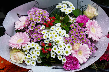 bouquet of multicolored flowers on a beautiful summer day