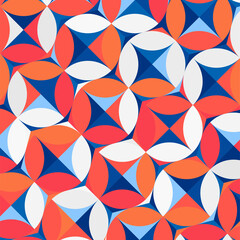 abstract geometric  circle blue,red,white and orange  pattern background vector .