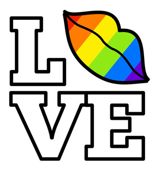 LOVE with rainbow lips