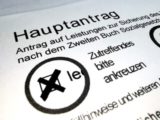 Nahaufnahme Antrag auf Arbeitslosengeld 2
