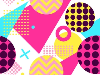  Memphis naadloos patroon met geometrische vormen in de stijl van de jaren 80. Jaren tachtig print kleurrijke achtergrond voor promotionele producten, inpakpapier en bedrukking. vector illustratie © andyvi