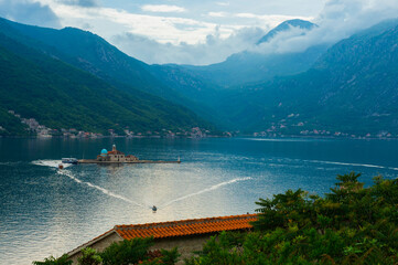 Our Lady of the Rocks Church erected on an artificial island, Kotor Bay, Perast, Montenegro