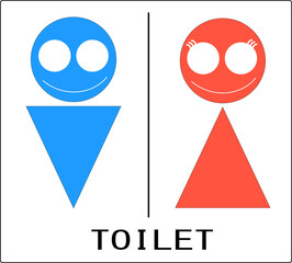 可愛い顔のついたトイレのアイコン素材