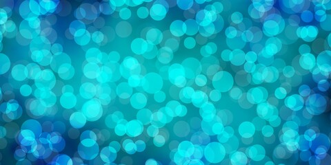 Light BLUE vector pattern with circles. Illustration with set of shining colorful abstract spheres. New template for your brand book.