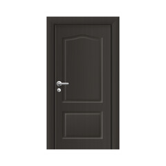 Mockup of doorway with closed door, realistic vector illustration isolated.